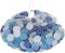 Flat Marbles Vase Filler - 3 Lb (315 pcs) Cobalt Aqua & White Glass Pebble Vase - Clear Glass Stones for Vases - Flat Glass Marble for craft and Home décor - Aquarium Glass Marble filler
